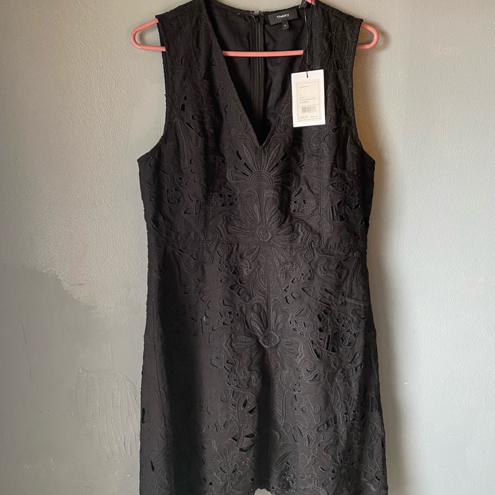 NWT THEORY “Jemion” Black Cocktail Dress Size 12 - Picture 3 of 9